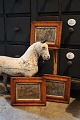 K&Co. presents: 
3 old 
1800s drawings 
with horse 
motifs each 
framed in birch 
wood frames 
with silver 
edging...