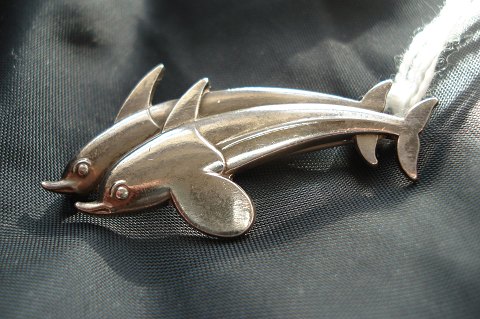 Georg Jensen Sterling Sølv Delfin Broche No 317