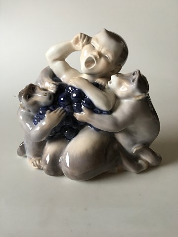 Royal Copenhagen Faun/Pan Figurine with 2 monkeys No 2496