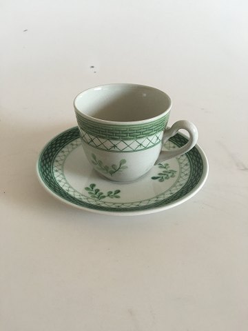 Royal Copenhagen Grøn Tranquebar Kaffekop og Underkop No 992