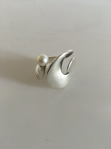 Georg Jensen Sterling Silver Torun Ring with Pearl No 370