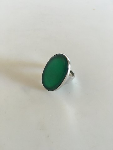 Georg Jensen Sterling Sølv Ring No 90A med Grøn Agat.