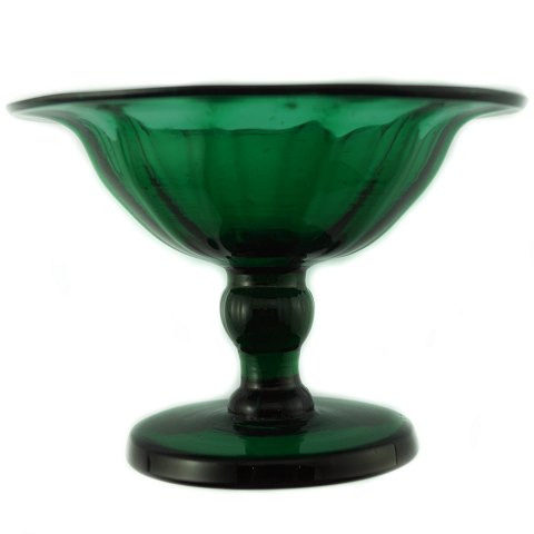 Holmegaard; 
Green sugar bowl in glass on stand