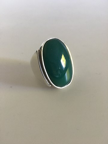 Stor Georg Jensen Sterling Sølv Ring No. 209 med Grøn Agat