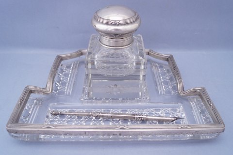 A German writing set in crystal set with silver