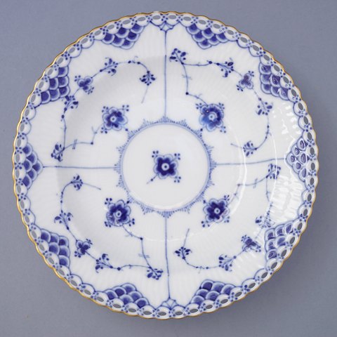 Royal Copenhagen, blue fluted full lace with gold plated edges; A deep plate of 
porcelain #1170