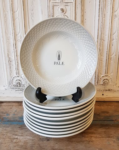 B&G Gray tone soup plate, Hotel porcelain with logo "Palæ" from the Palæ patisserie in Horsens