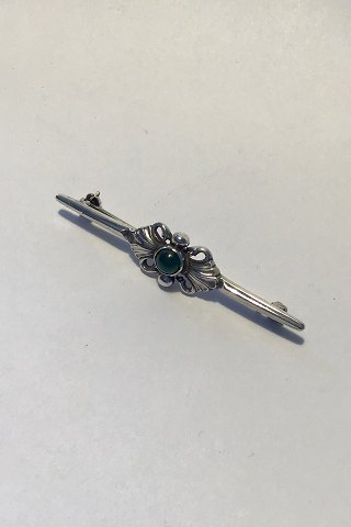 Georg Jensen & Wendel Sterling Sølv Broche No 214 Grøn Agat