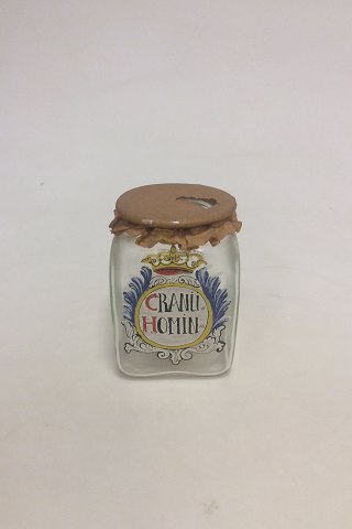Holmegaard  Apotekerflasken, krukke med tekst "GRANUI HOMIN"  fra 1988