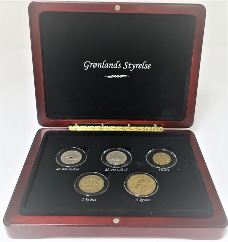 Grønland. 5 forskellige grønlandske mønter. Sælges kun samlet.