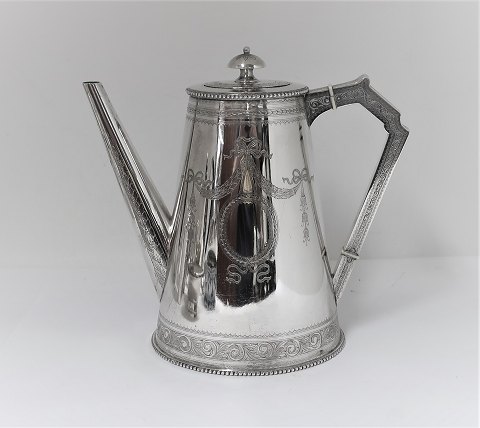 Sølv kaffekande (830). Højde 21 cm. Produceret 1895