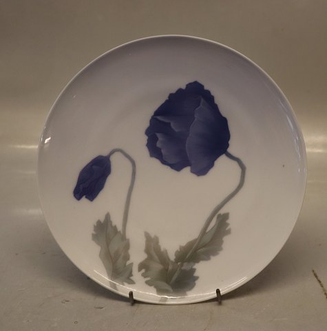 005 Kgl. Dekorative platte 20.3 cm med blå valmue præ 1923 malernr 53 Kongelig 
Dansk