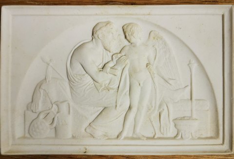 Royal Copenhagen by B. Thorvaldsen bisquit plate: "Cupid is admitted to 
Anacreon"