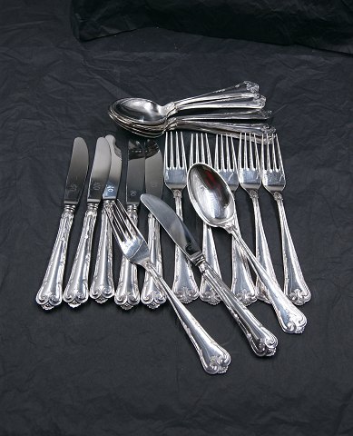 Herregaard Danish silver cutlery, set of dinner cutlery for 6 people, in all 18 items