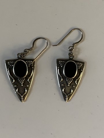 Øreringe i sølv med Sort Onyx 
stemplet 925 s