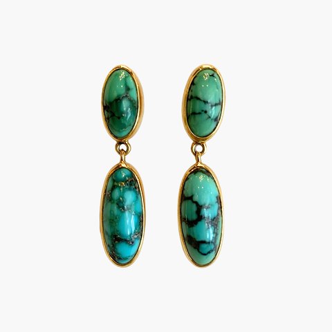 Carl Antonsen; turquoise earrings of 14k gold