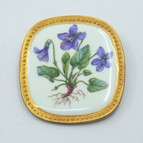 A. Michelsen & Royal Copenhagen; Flora Danica broche/vedhæng, sterling sølv & 
porcelæn