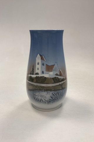 Bing og Grøndahl Art Nouveau Vase med Landsbykirke No. 1302/6210