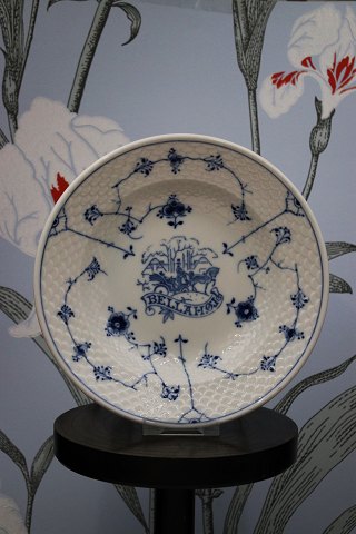 Bing & Grondahl Blue painted deep plate in iron porcelain with logo "Restaurant 
Bellahøj"...