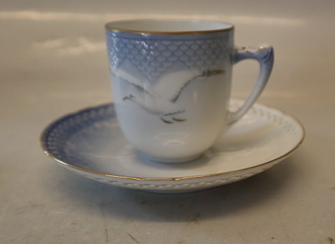 106 Moccha Cup 5.5 cm  & saucer 11.8 cm with pirced rim (463.5) B&G Seagull 
Porcelain with gold