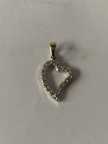 Gold Pendant Heart with clear stones in 14 Karat Gold