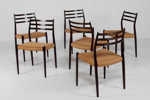 N. O. Møller
6 Chairs no. 78 
mahogany + papercord