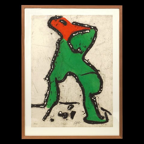 Robert Jacobsen, 1912-1993, hand-colored etching 
in colors, 111/125, framed in light walnut, year 
1959. Visible size: 55x75cm. With frame: 89x68cm