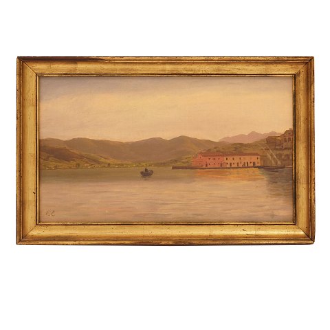 Christian Eckardt, 1832-1914, Öl auf Leinen. 
Südeuropäische Partie signiert um 1880. Lichtmaße: 
27x47 cm. Mit Rahmen: 35x55cm