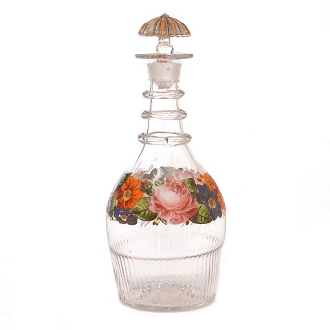 Enamel decorated carafe circa 1860-80. H: 22,5cm