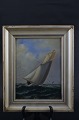 J. B. Anderson: "Ocean Yachting". Sign. J. B. Anderson. Oil on cardboard