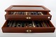 Large collection of Vaccaro ball and fountain pens in a wooden case.