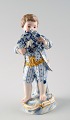 Antique porcelain figurines, Meissen, boy with garland, late 19c.