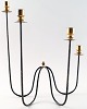 Gunnar Ander, Ystad Metall. Four-armed metal and brass candlestick.
