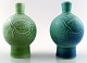 2 Art Deco B&G, Bing & Grondahl Craquele / Crackle porcelain vases decorated 
with turtles.