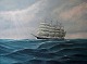 P. C. Petersen, four-master at high seas. Danish marine painter.
Oil on canvas.