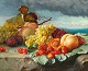Dansk 
Kunstgalleri 
præsenterer: 
"Opstilling 
med ferskner, 
blommer, 
kirsebær, 
jordbær og 
druer på 
stenkarm. ...