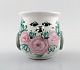 Bjorn Wiinblad unique ceramic vase / flower pot, pink and green glaze.
