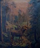 CARL HENRIK Bogh (b. 1827, d. 1893) Moose in forest glade, 1871.
Chalk on paper.