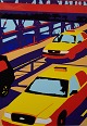 Unknown Pop art artist approximately 1980s. "Yellow cabs, NY"
