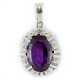 An amethyst and diamond pendant in 14k white gold