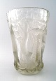 French Art Deco glass vase, trees in relief.
