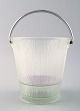 Lennart Andersson for Gullaskruf, Sweden. "Isi" art glass ice bucket with handle 
in stainless steel. 1950/60