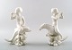 2 Harald Salomon for Rörstrand, blanc de chine / white glazed figurines 
depicting faun / pan figures