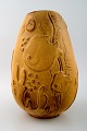 Mari Simmulson for Upsala-Ekeby art pottery vase. Fish in relief.

