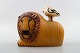 Rare Gustavsberg Lisa Larson pottery figurine, lion and bird.
