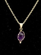 14karat guld halskæde og vedhæng med violet safir solgt