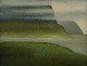 ALBERT BERTELSEN: "Sol gennem tåge", Færøerne. Olie på lærred.
