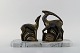 A pair of French Art Deco bookends in bronze on marble base.

