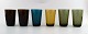 Kaj Franck (Finsk, 1911–1989) Nuutajärvi Glass Works, Finland, kunstglas. Seks 
drikkeglas i forskellige farver.