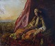 H. Smith, engelsk orientalist, haremskvinde i landskab, sent 1800-tallet.
Olie på lærred.